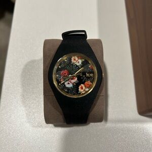 Ice Black Watch with Floral Design